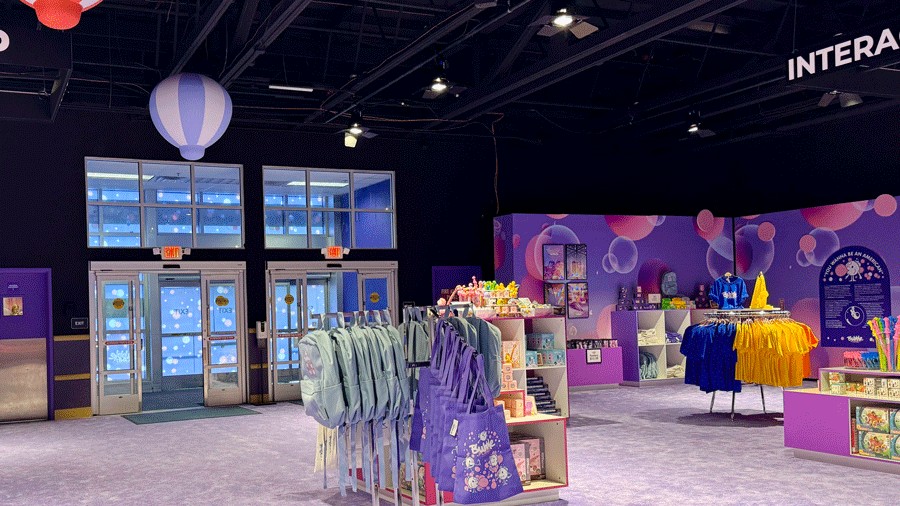 gift shop at bubble planet with souvenirs, clothing and other merchandise