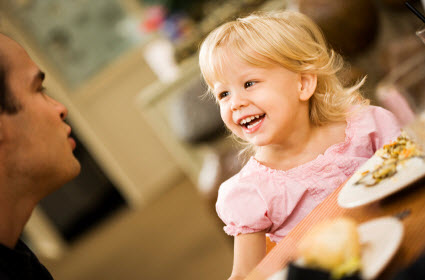 Dad and daughter dining