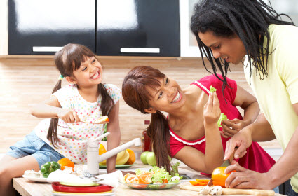 Making dinner together