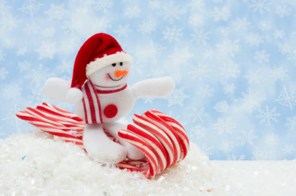 Christmas snowman with candy canes