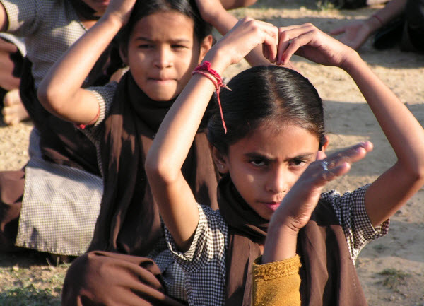 Indian kids doing yoga