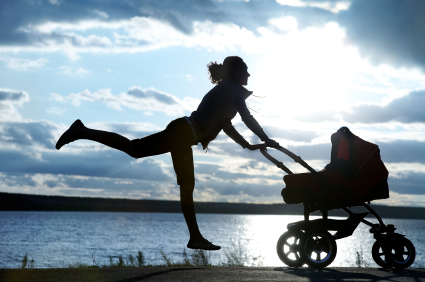 mom and baby stroller group exercise