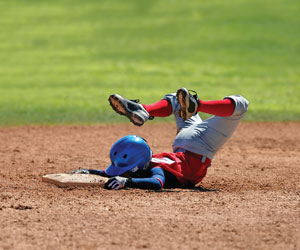 Baseball face plant