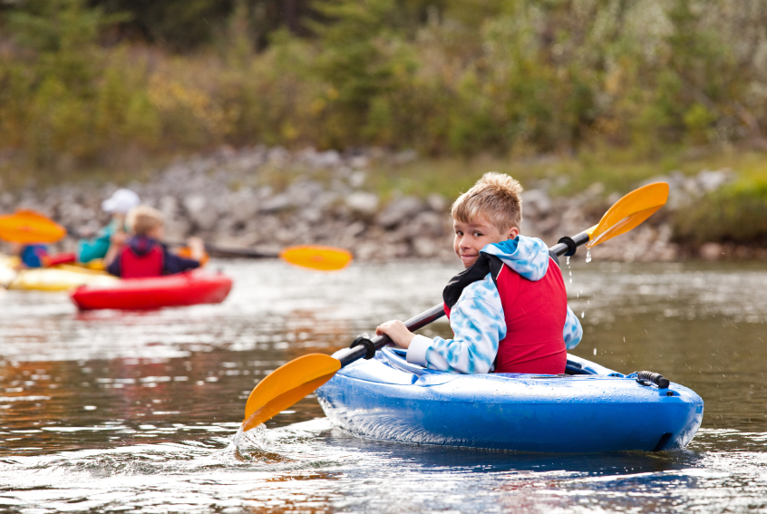 Boy kayaking