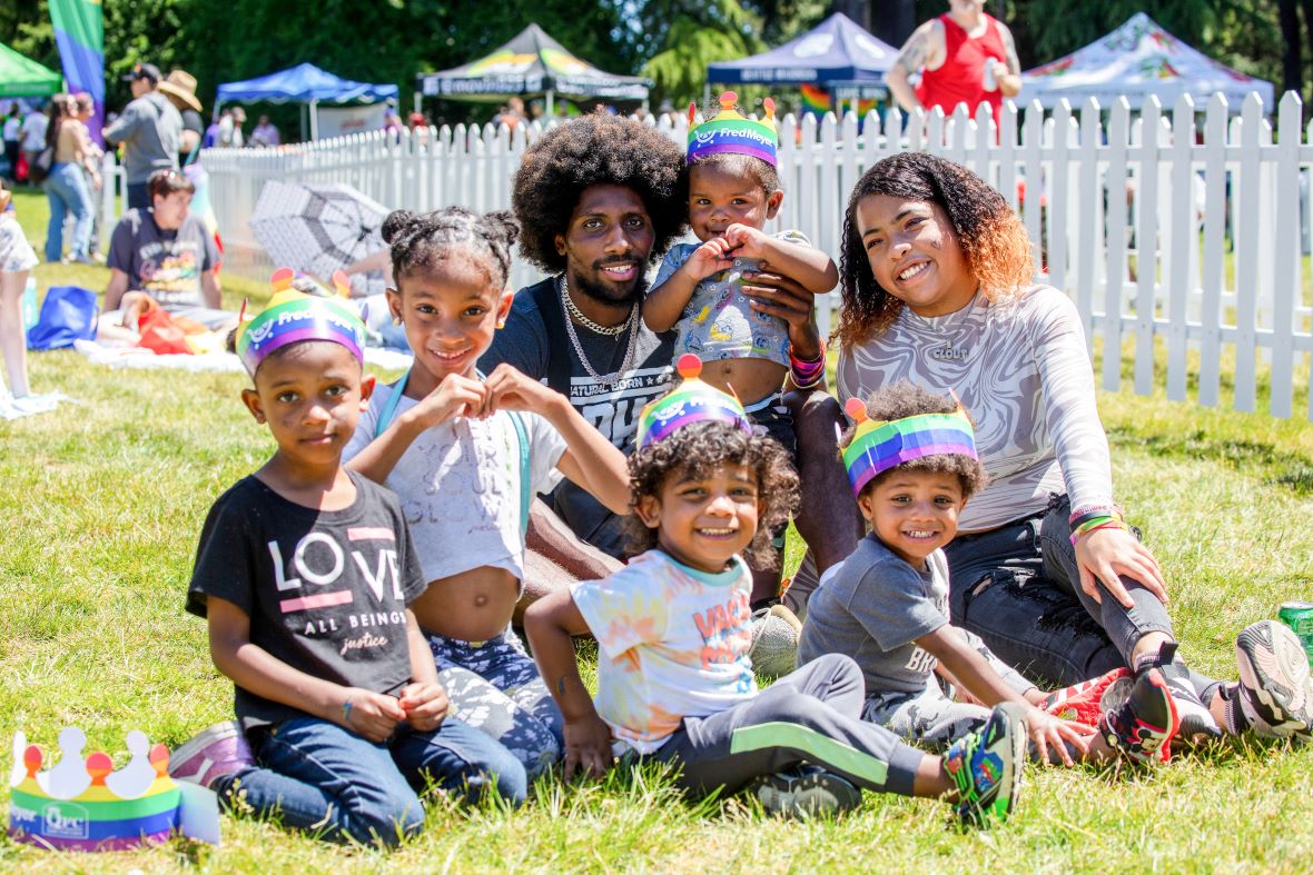 Family attends a Pride event