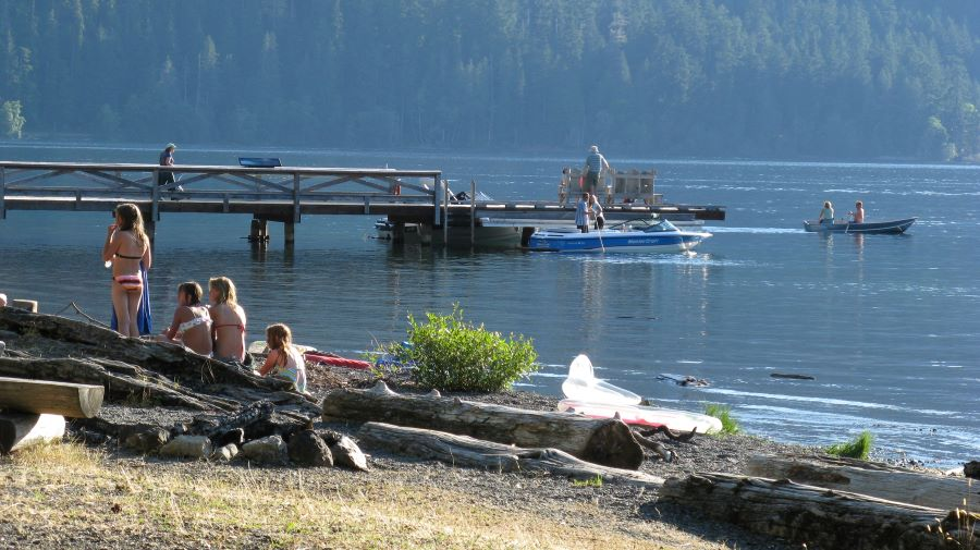 Kids swimming in Lake Crescent WA