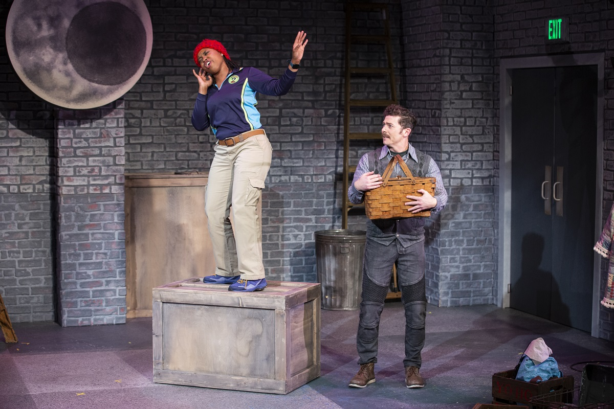 Seattle Children's Theatre actors Claudine Mboligikpelani Nako and Conner Neddersen perform in Red Riding Hood