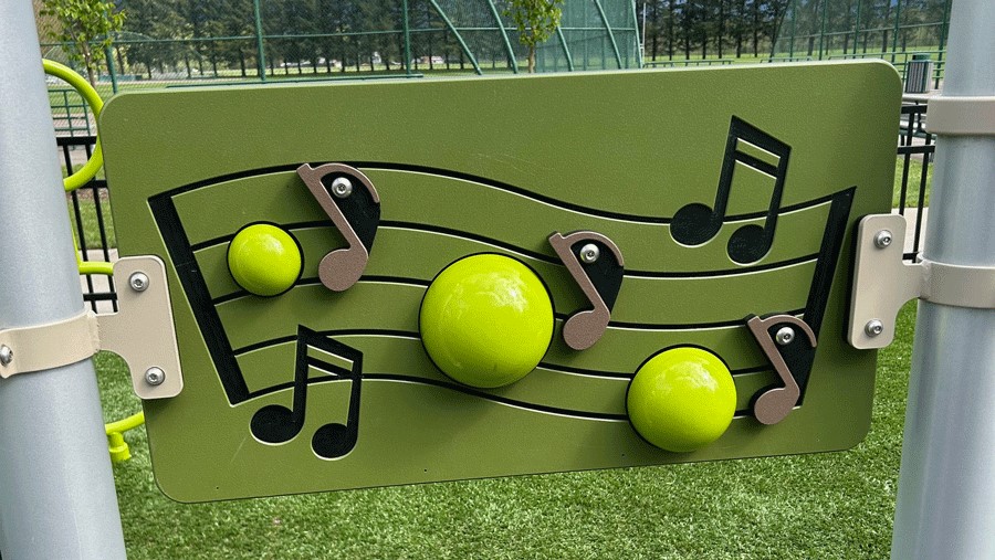 Sensory musical playground equipment for kids of all abilities.