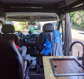 interior of camper van rented for #vanlife camper van life tips