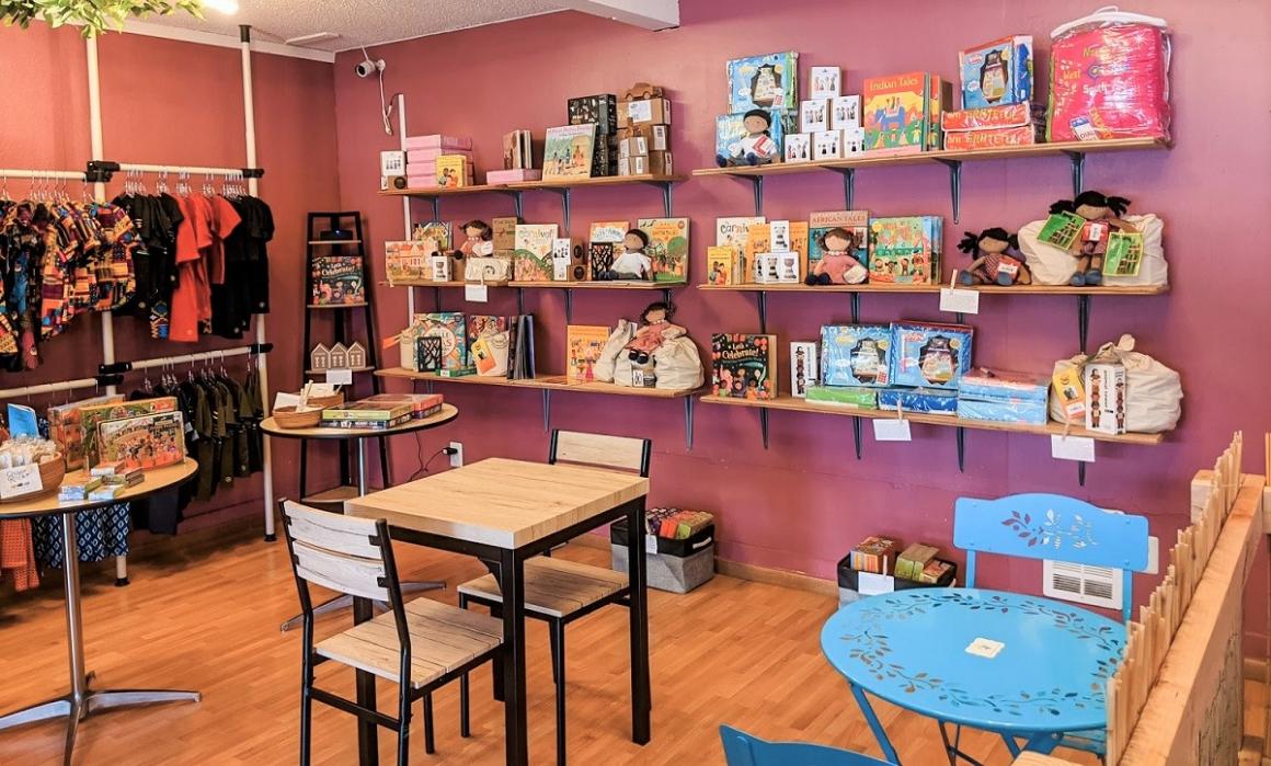 Store area at new indoor play space and children's store near Seattle called Child Wonder the World in Burien