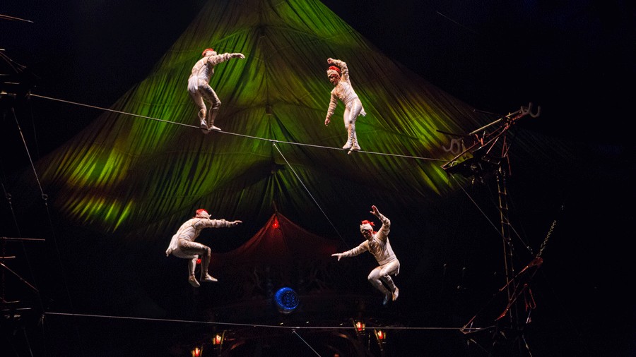 high-wire walkers during "KOOZA" in Seattle