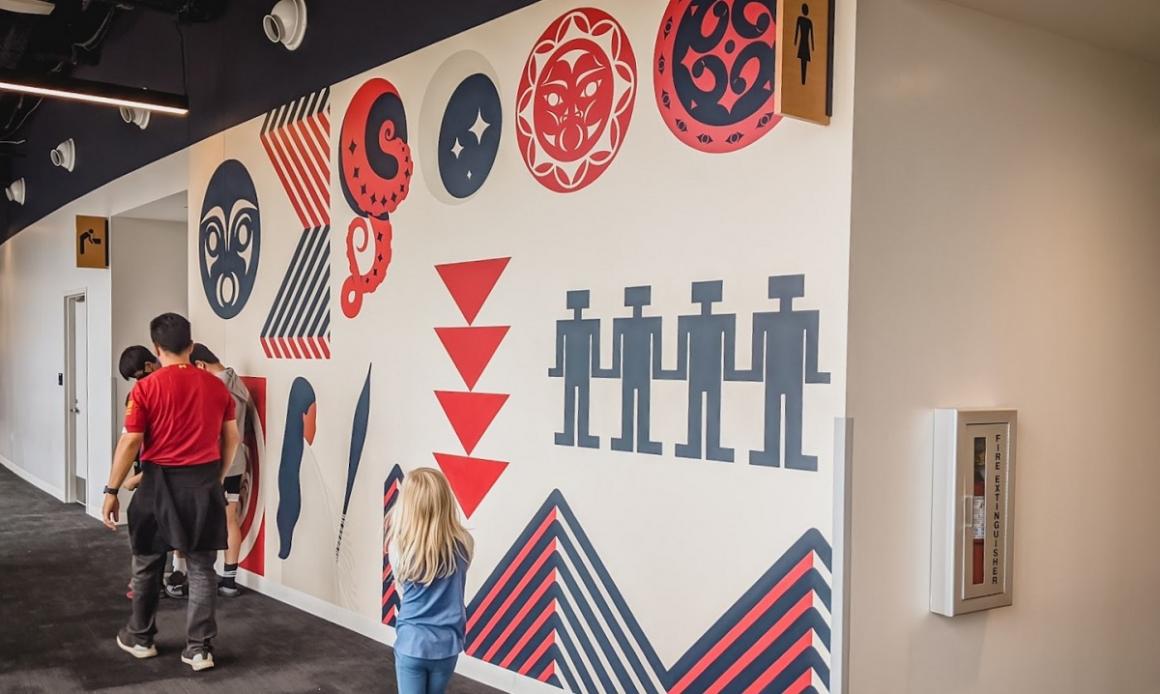 Kraken Community Iceplex murals by Native and Black artist Paige Pettibon