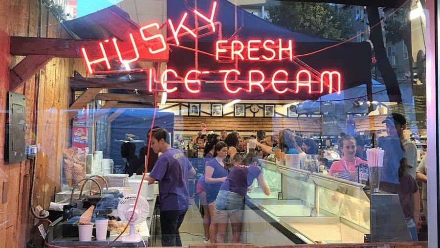 window view of ice cream at Seattle's Husky Deli, a popular spot for retro fun