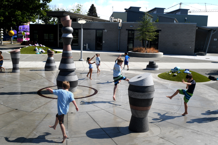 New Yesler Terrace Park spray park credit JiaYing Grygiel