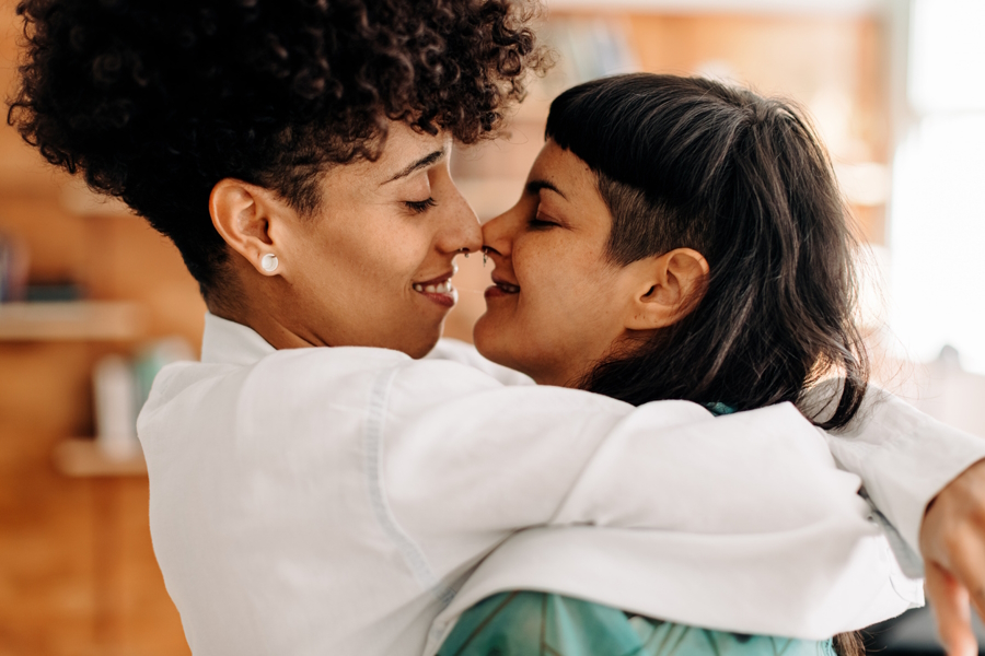 Couple about to kiss