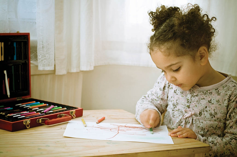 Little girl coloring gratitude activities for kids