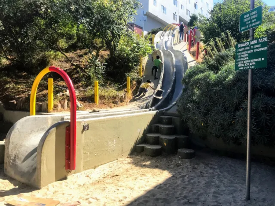 giant concrete slides at a park in San Francisco