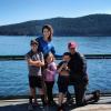 Writer author Allison Holm and family on a ferry in Puget Sound