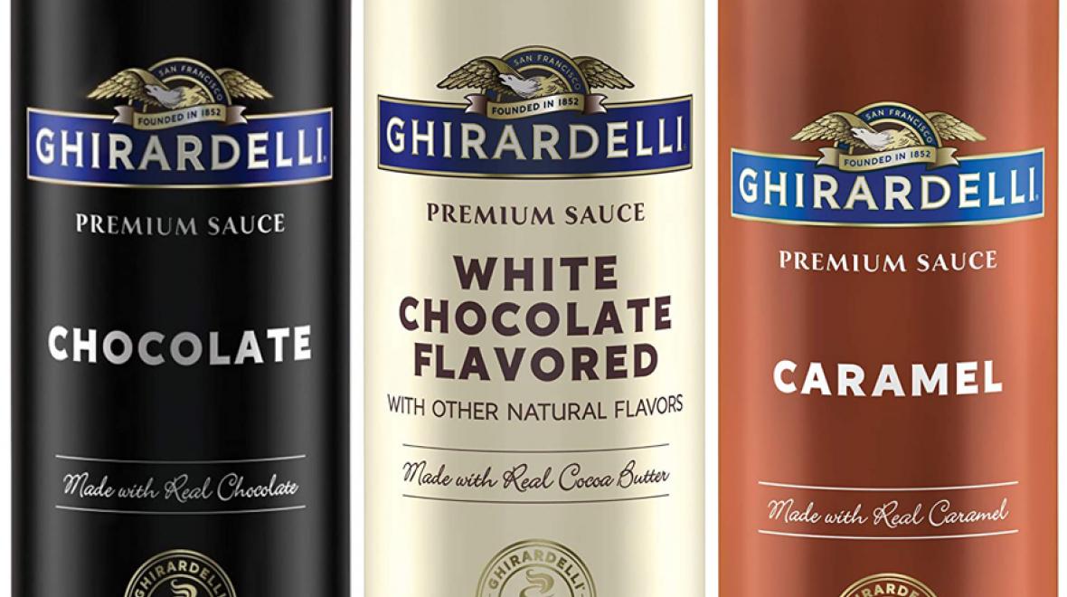 three Ghirardelli sauces